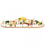 Set trenulet My First Wooden Train Set cu 80 piese din lemn